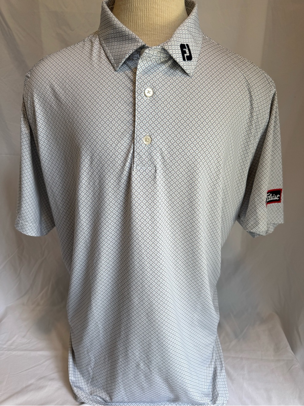 FootJoy Titleist Performance Golf Polo Shirt * Blue Diamond Grid | EUC